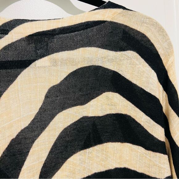 Chico's Women's Zebra Jeweled Ruby Pullover Sweater Sz 3 (US XL/16) Linen Blend - Picture 8 of 13